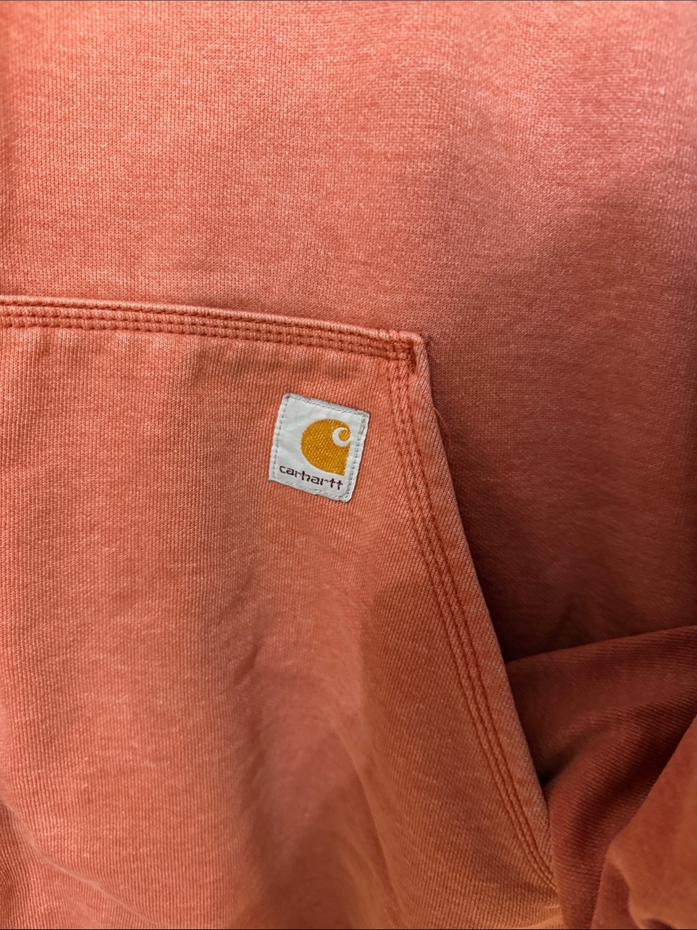 Carhartt Rust Orange Pullover Hoodie with Sleeve Logo Men’s Size XL Original Fit - Picture 2 of 8
